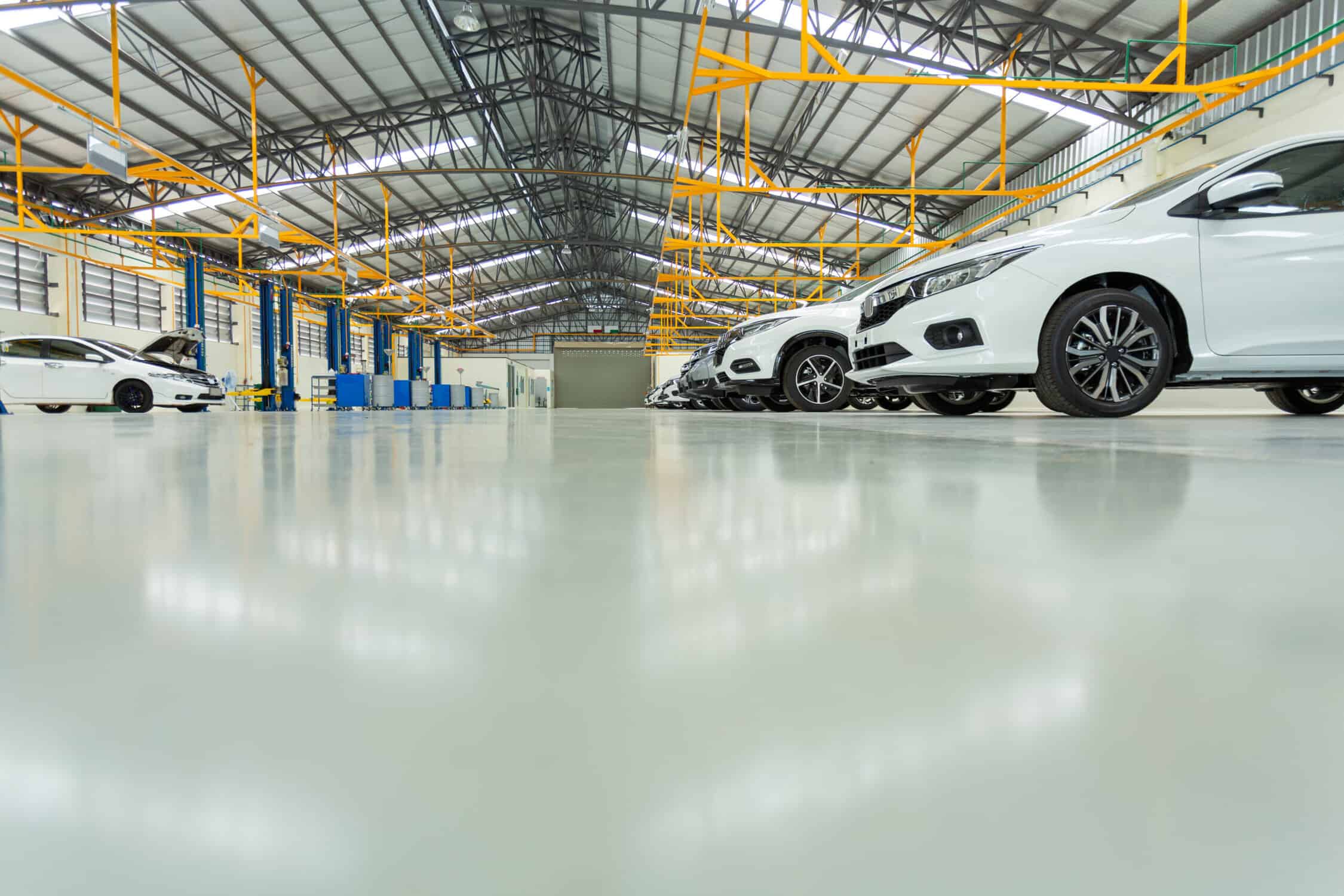 epoxy floor in interior car-care center